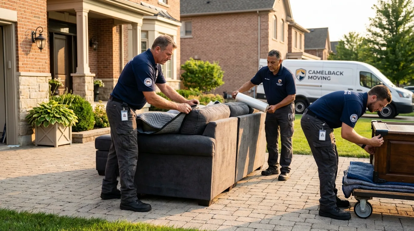 Large estate moving crew wrapping furniture in Gordon, GA